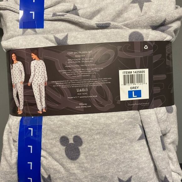 Disney Women's Mickey Mouse Pajamas Set Gray Large NWT LAST ONE! - Picture 2 of 7